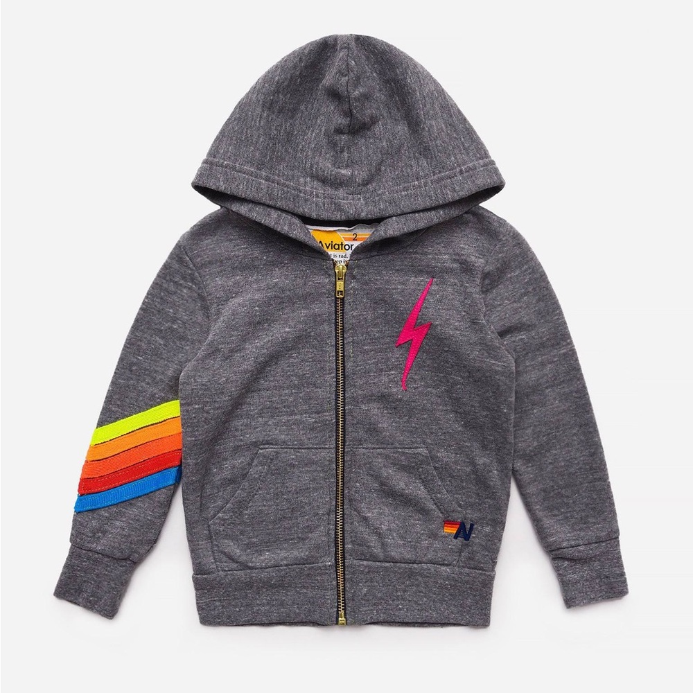 Gray Kids Hoodie with Rainbow Sleeve by